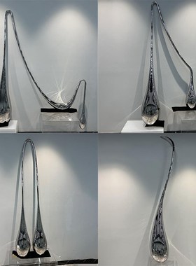 不锈钢雕塑几何镜子抽象金属雕塑装饰品酒店大堂广场售楼处地标雕