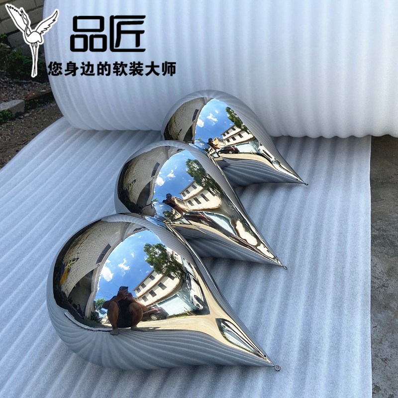不锈钢镜面水滴造型雕塑金属摆件酒店大堂室内悬挂吊饰水珠装饰品