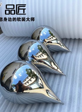 不锈钢镜面水滴造型雕塑金属摆件酒店大堂室内悬挂吊饰水珠装饰品