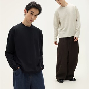 SOMENUM森林 25AW 肌理感简约纯色基础款百搭圆领打底衫长袖男T恤