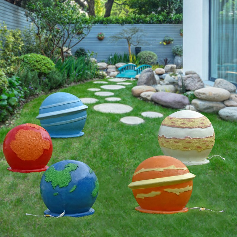 户外地球模型玻璃钢雕塑商场网红橱窗草坪摆件发光月球灯酒吧装饰