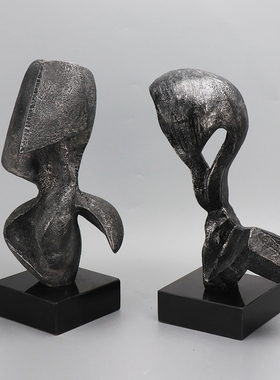 现代新中式几何雕塑艺术品摆件售楼处样板房酒店别墅大堂走廊摆设