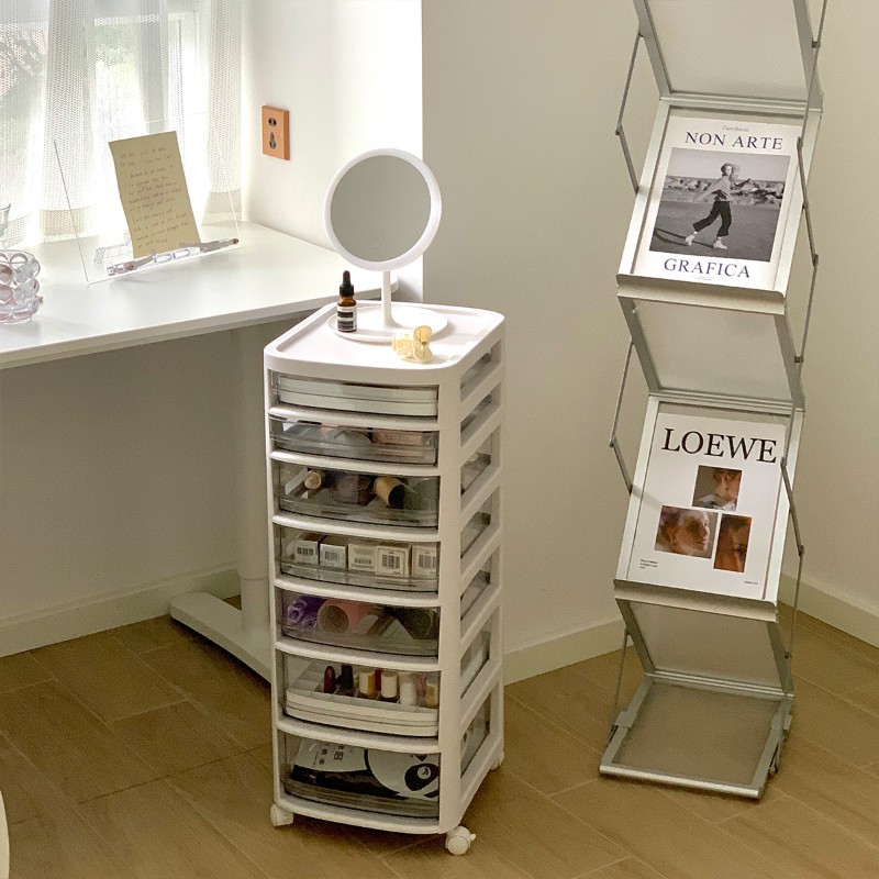 日式防尘小推车 网红收纳落地带滚轮 多层可拆卸抽屉分隔置物架