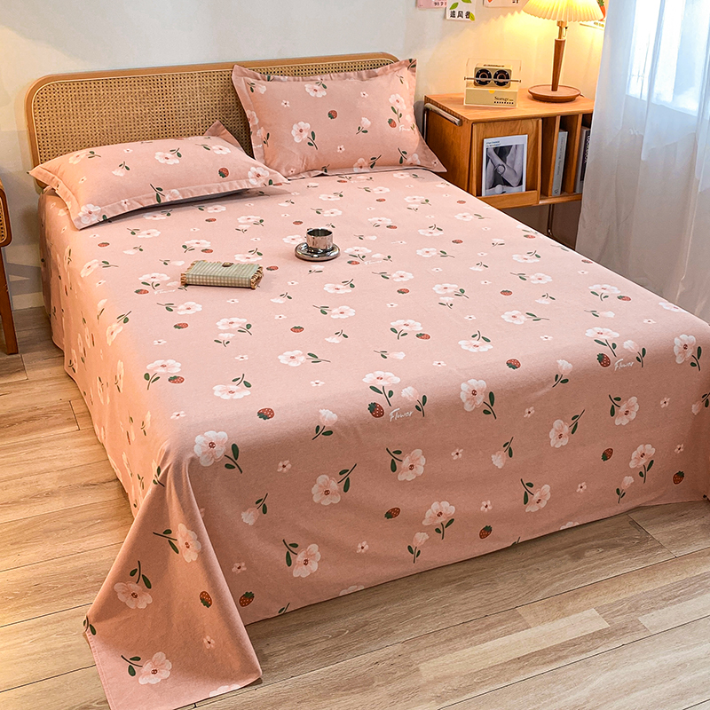 冬季纯棉磨毛床单单件洛汀100全棉加厚宿舍单双人被单枕套2三件套