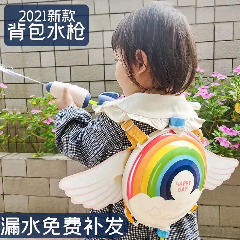 儿童背包水枪玩具玩水男孩女孩抽拉式H大容量喷水枪小孩沙滩打水