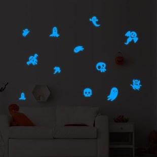 万圣节幽灵夜光贴纸n装 饰自粘房间卧室墙面发光贴画墙贴美化遮丑