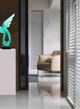 白色大理石底座现代简约工艺品雕塑酒店玄关客厅装饰品摆件展示台