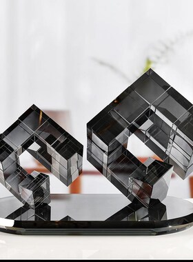 水晶几何魔方方体酒店宾馆样板间客厅书房软装艺术装饰摆饰