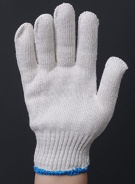 加厚劳保手套白色麻布干活用全长款棉线盛黑色布料长女式透气牛筋