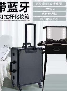 22寸大a容量专业带灯拉杆化妆箱美甲美妆收纳箱彩妆跟妆师行李箱