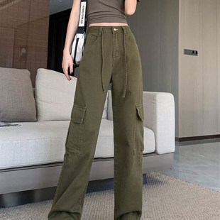 九分直筒裤 军绿色女工装 秋季 150cm小窄阔腿裤 145XXS 裤