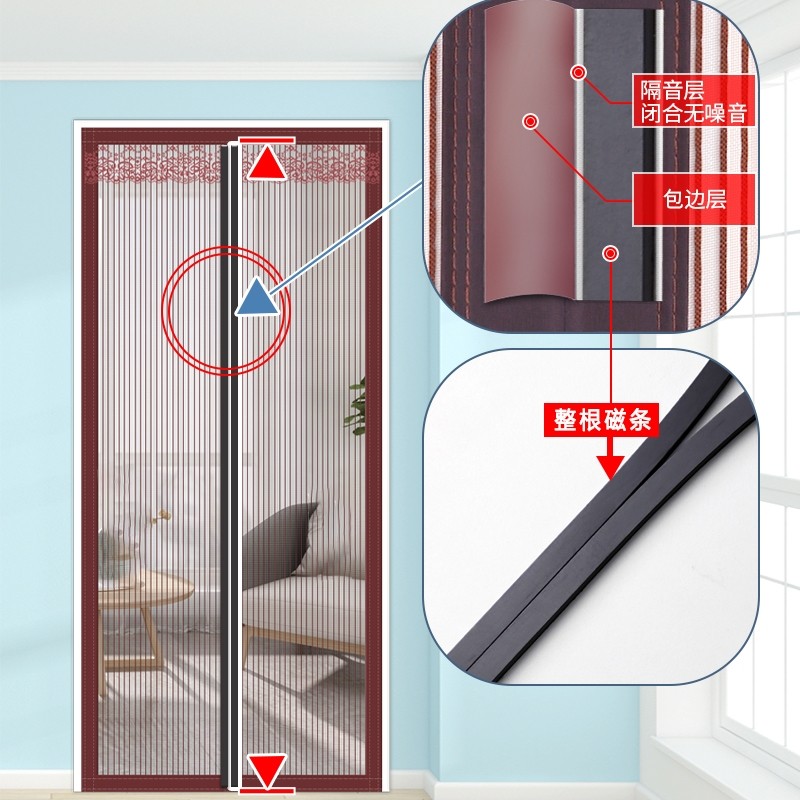 XM高档自建房纱窗定制房门防蚊门帘纱网磁性自吸可拆卸挡蚊门连子