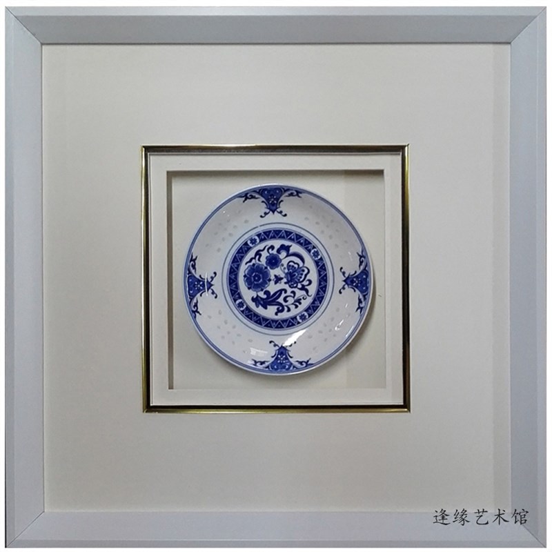 青花瓷挂盘子新古典新中式后现代手工画置物画挂件挂盘装饰实物画图片