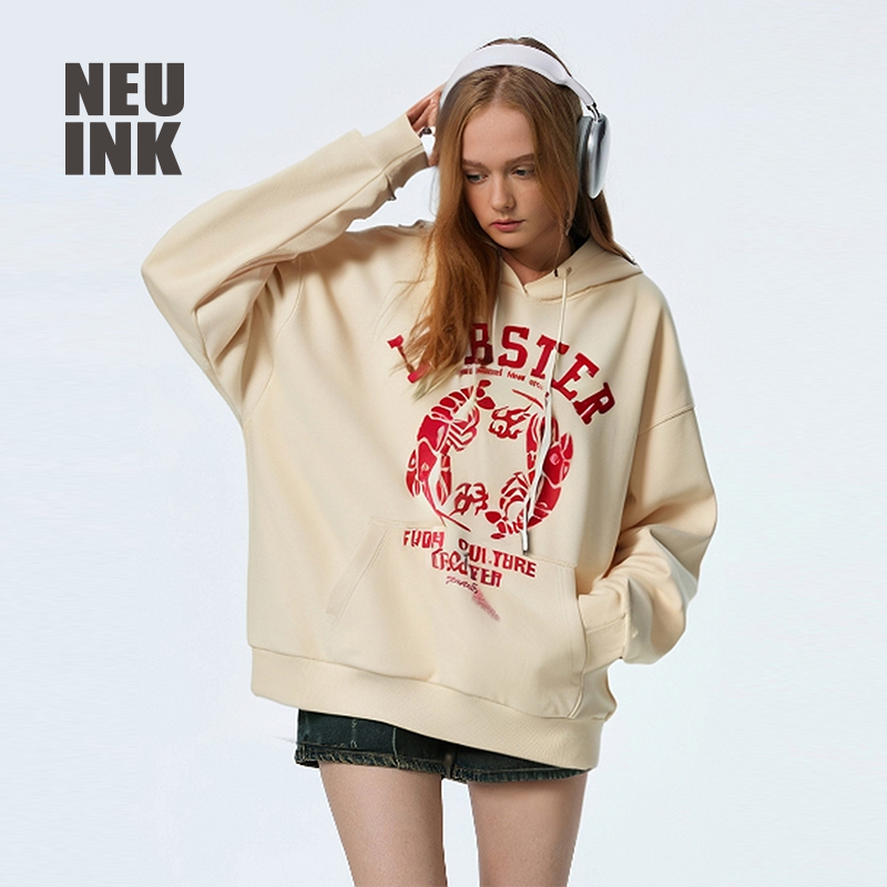 Neuink龙虾系列学院风美式卫衣男款连帽卫衣早春外套欧美上衣女