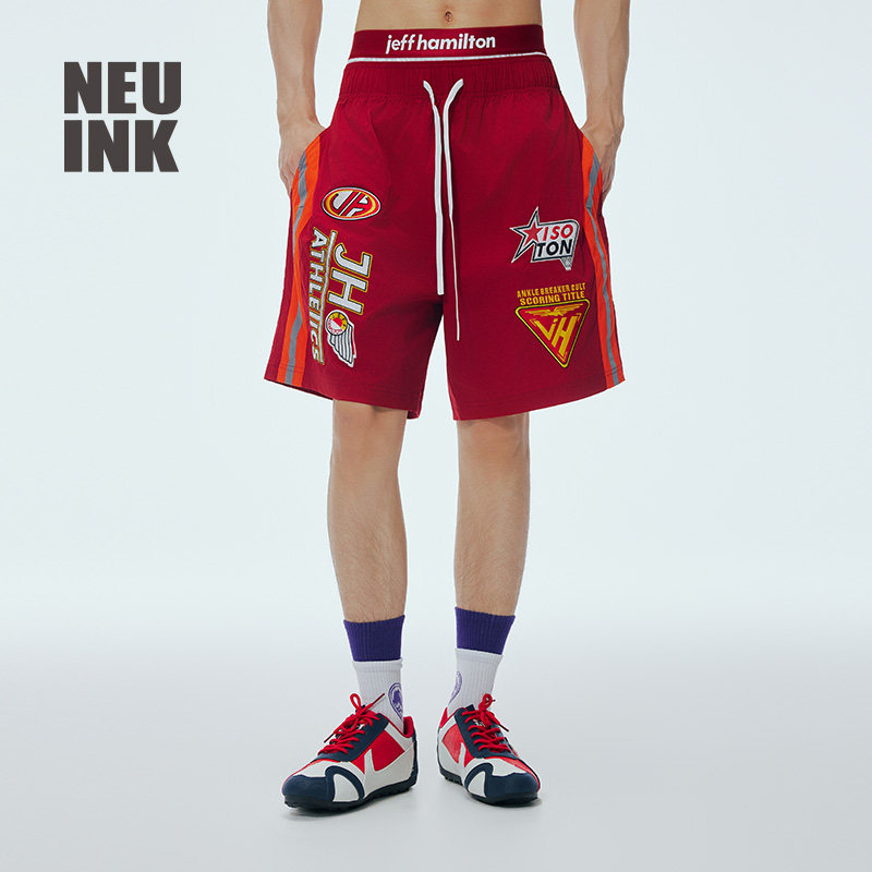 Neuink jeff Hamilton新款街头宽松双腰头反光条篮球运动短裤男女