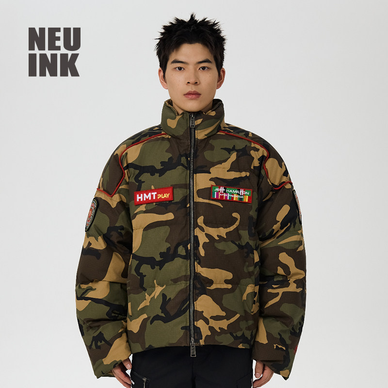 Neuink jeff hamilton赛车系列面包服冬季棉服美式迷彩袄子男款