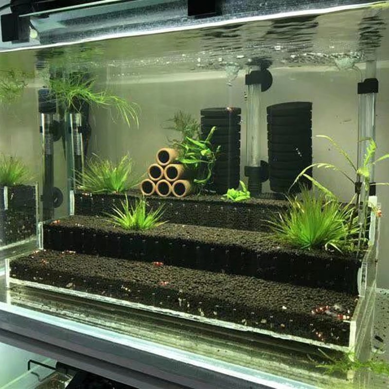 热销草缸梯田亚克力透明水晶虾鱼水草造景泥盒子透明观赏缸虾缸造