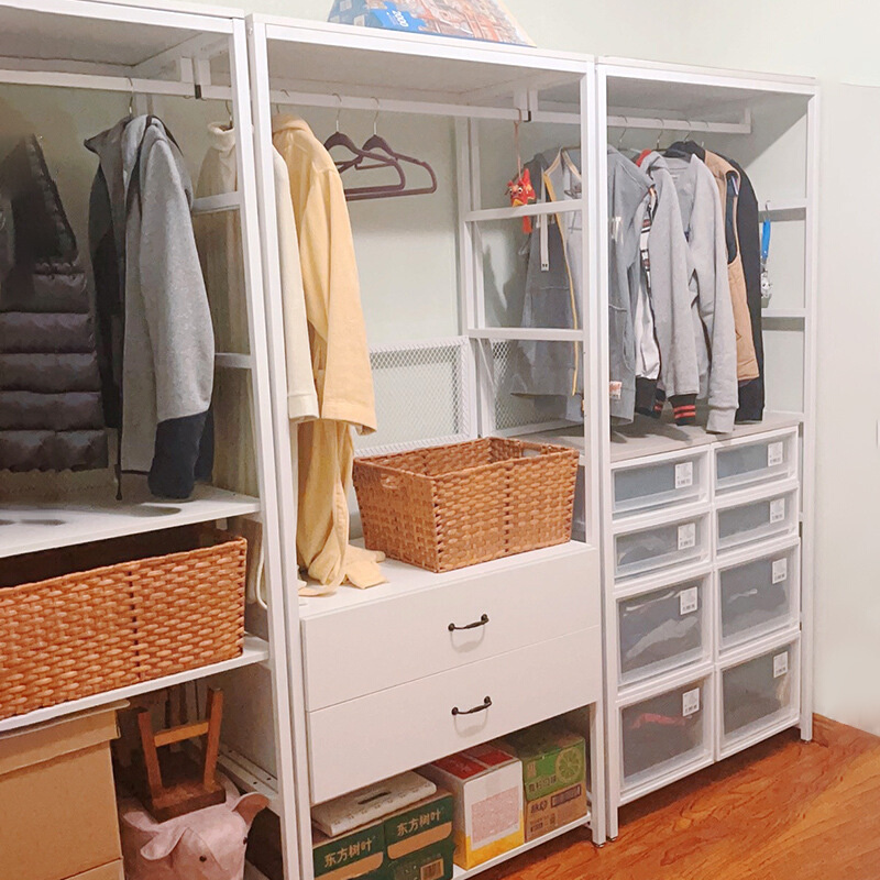 步入式衣帽间架子家用卧室衣帽架带抽屉落地组合挂衣架开放式衣柜