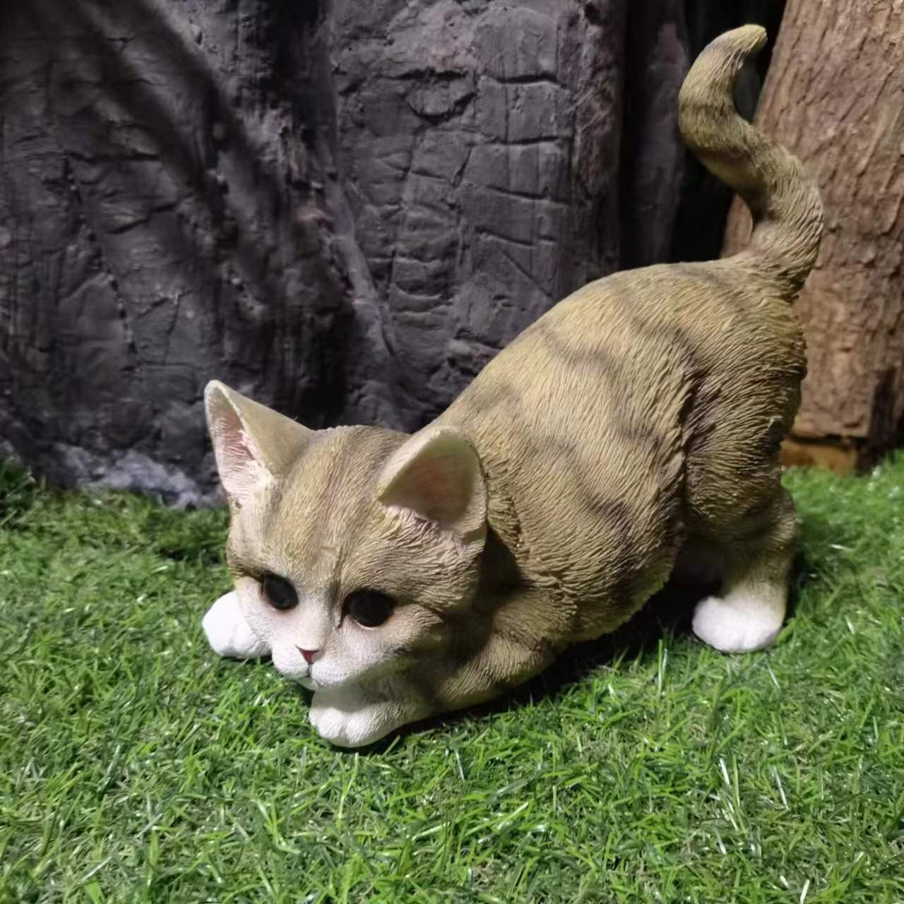 创意仿真猫咪摆件户外花园庭院草坪装饰可爱小猫咪树脂工艺品摆件