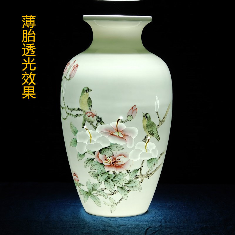 创意陶瓷花瓶名人手绘半刀泥薄胎玲珑透光家装居饰品客厅酒柜摆件