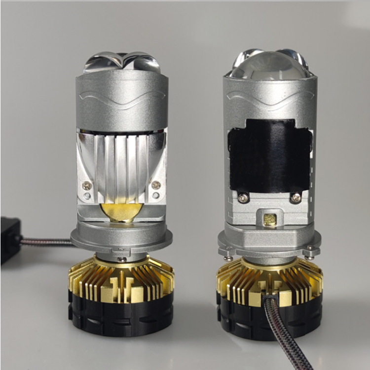 H4带电机双直射远近一体前大灯灯泡H4双光鱼眼小透镜汽车led大灯