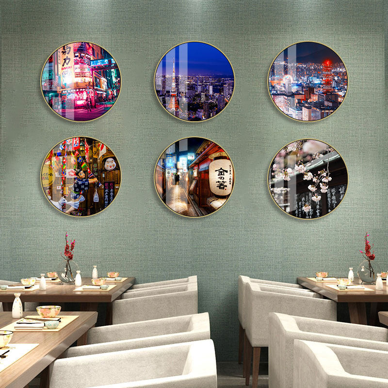 日式街景装饰画榻榻米和服仕女图壁画富士山街景日料店寿司店挂画