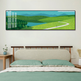 四季风景装饰画客厅背景墙北欧小清新壁画卧室床头山林田野挂画