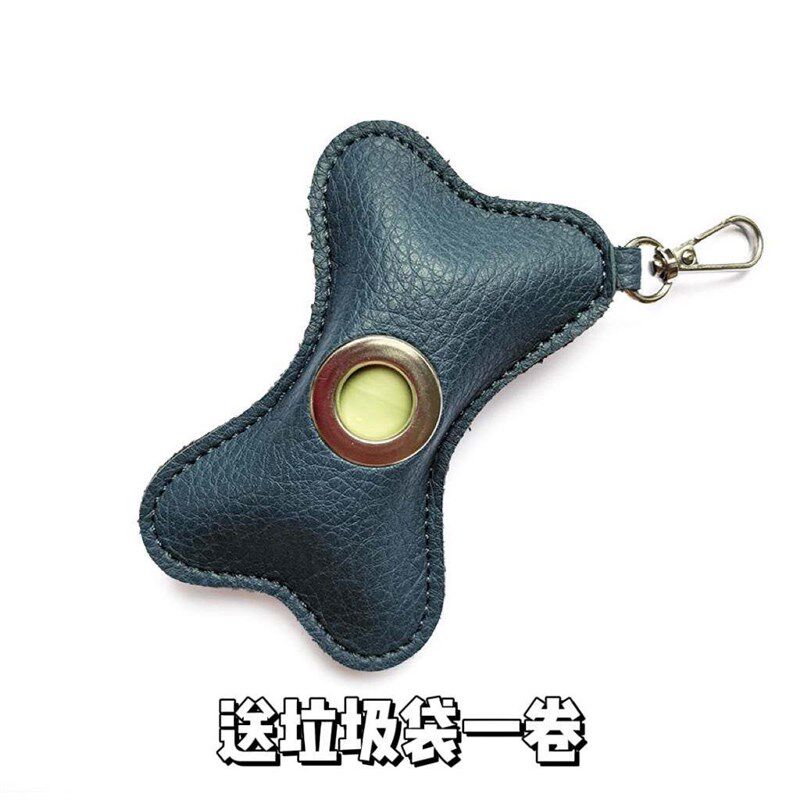 热销宠物拾便袋收纳包可携式pu皮骨头造型狗狗垃圾袋分配器遛狗便