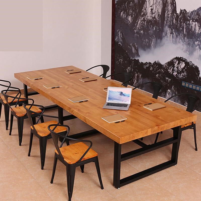 热销工业风实木大板办公桌大型公司铁艺会议桌长桌复古多用途工作