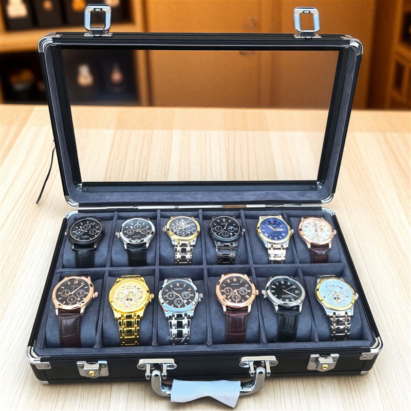 热销手表盒样品透明首饰展示箱钟表铝合金样板收纳