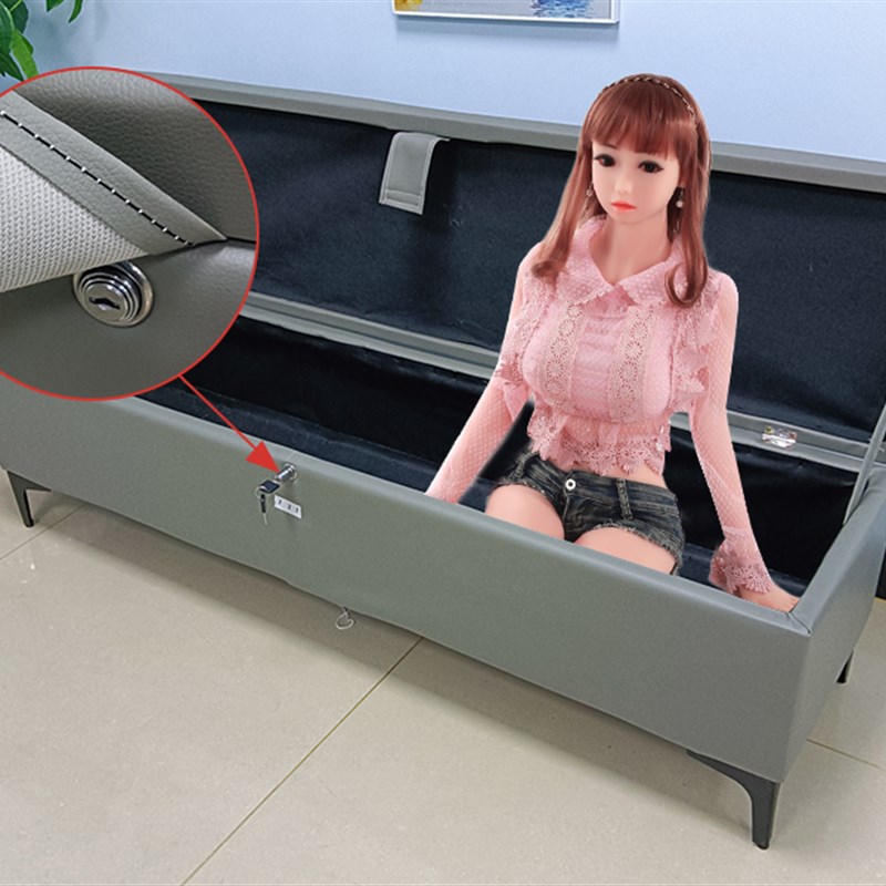 热销带锁娃娃收纳箱保密小沙发储物收纳椅隐藏箱子装实体硅胶柜凳