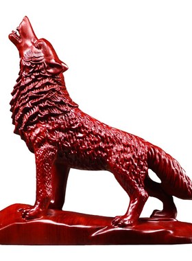 热销木雕狼摆件实木狼摆件招财领头狼摆件客厅办公室茶桌装饰家工