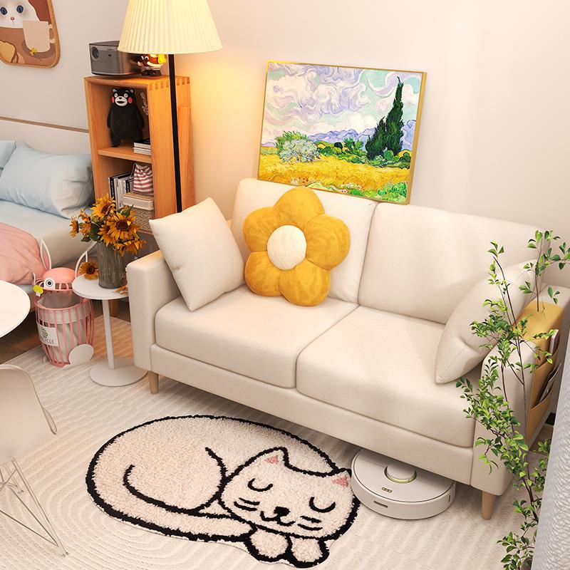 布艺沙发客厅2025新款网红小户型公寓出租房理发店三人位懒人沙发