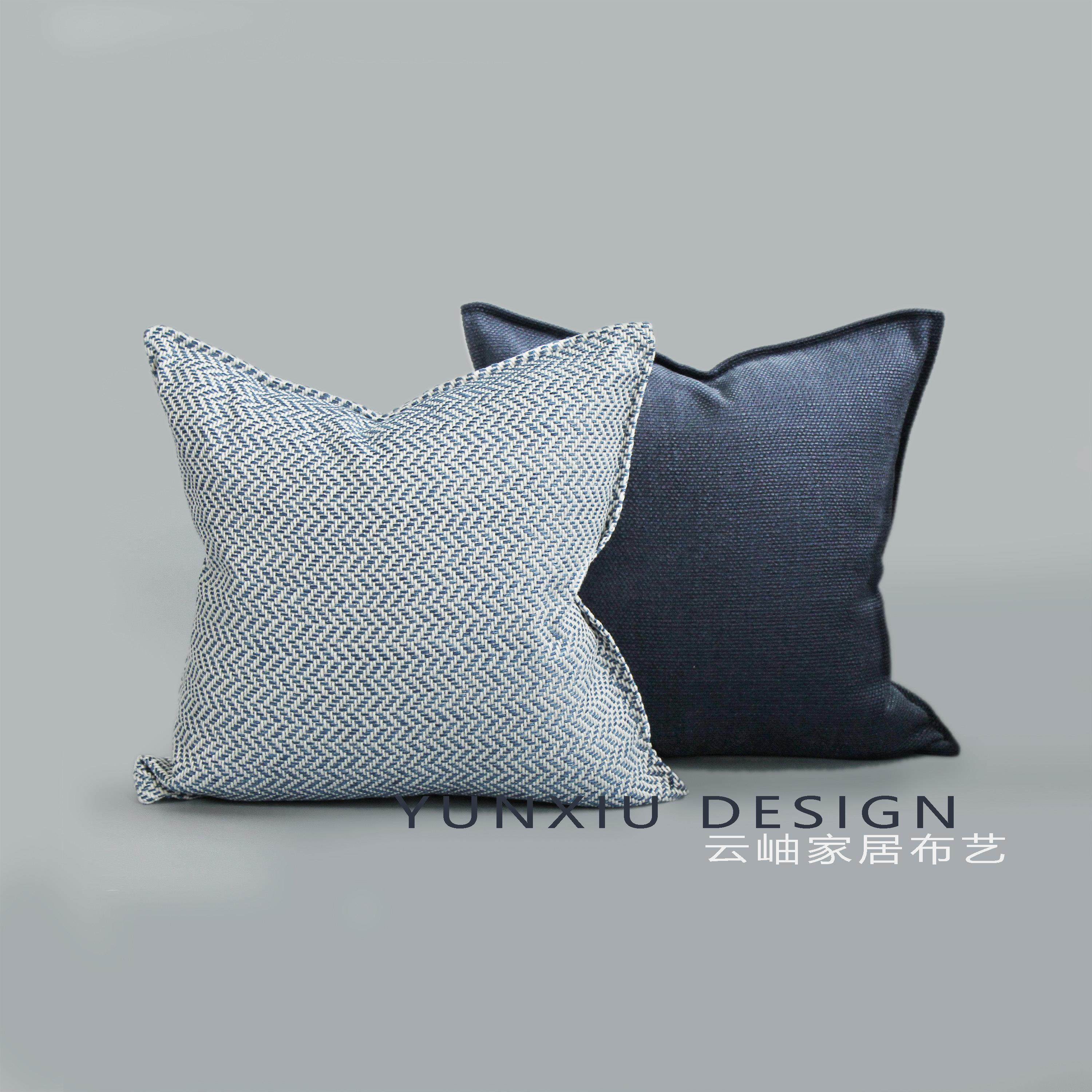 深蓝色几何棉麻抱枕靠垫 简约现代北欧沙发靠垫方枕纯蓝棉麻抱枕,居家布艺,靠垫/抱枕,淘宝优惠券,粉丝福利购,淘宝优惠卷