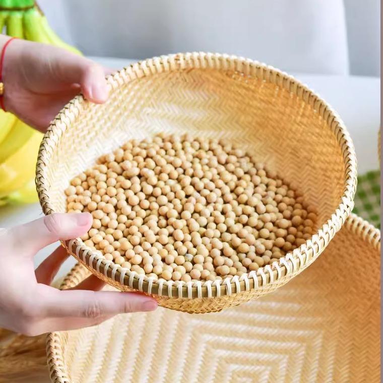 手工竹编织品簸箕馒头收纳筐洗菜沥水淘米水果篮子藤编箩筐晾晒盘