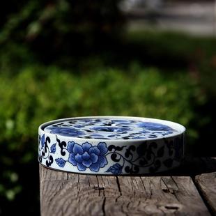 青瓷茶盘窑变焕彩银斑青花圆形壶承粗陶中式小干泡台陶瓷壶托垫子