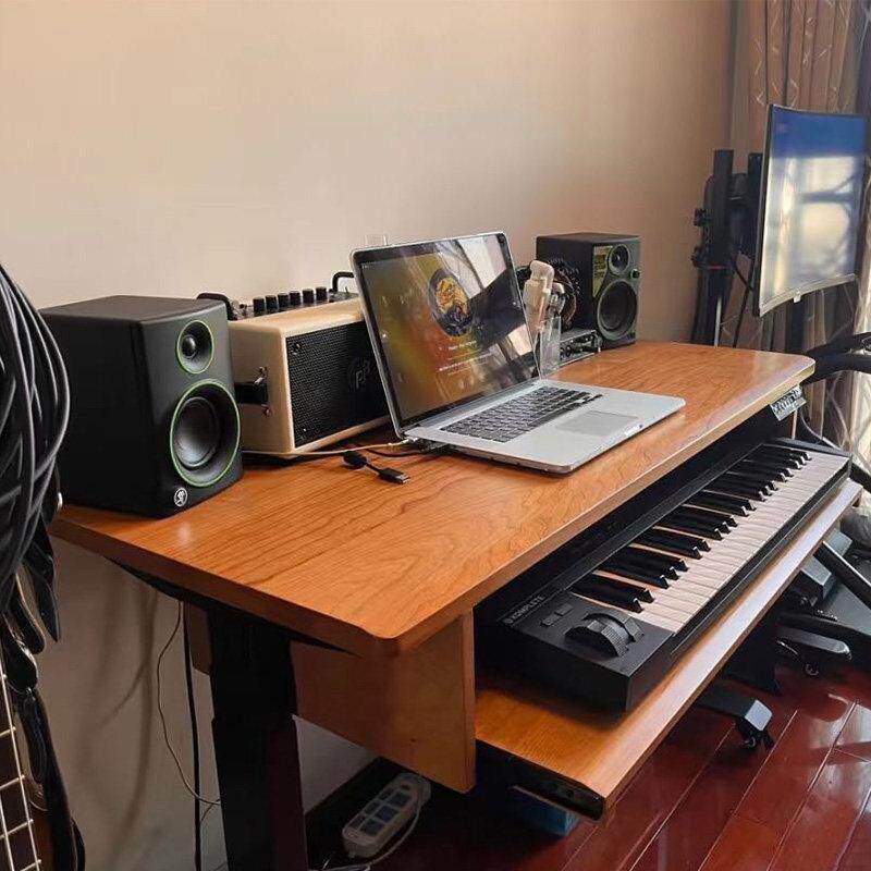 实木升降电脑桌钢琴桌编曲工作台全实木音乐制作桌带键盘抽屉书桌