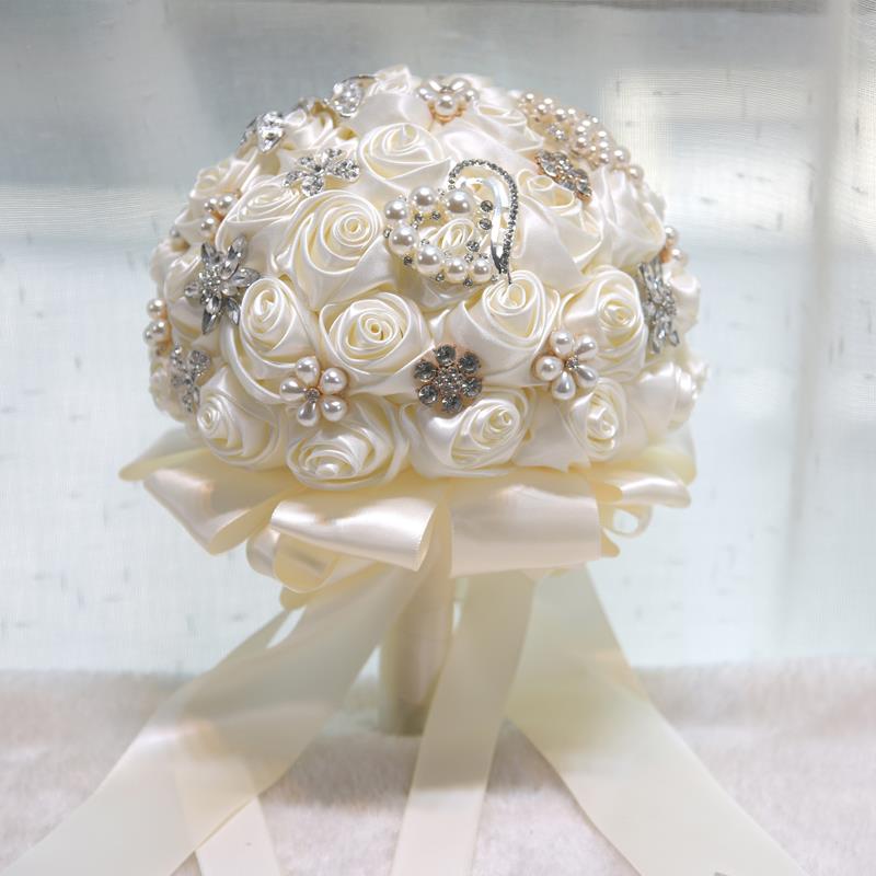 新娘手捧花DIY材料包手工韩式缎带水晶钻彷真花球新闺蜜结婚礼物