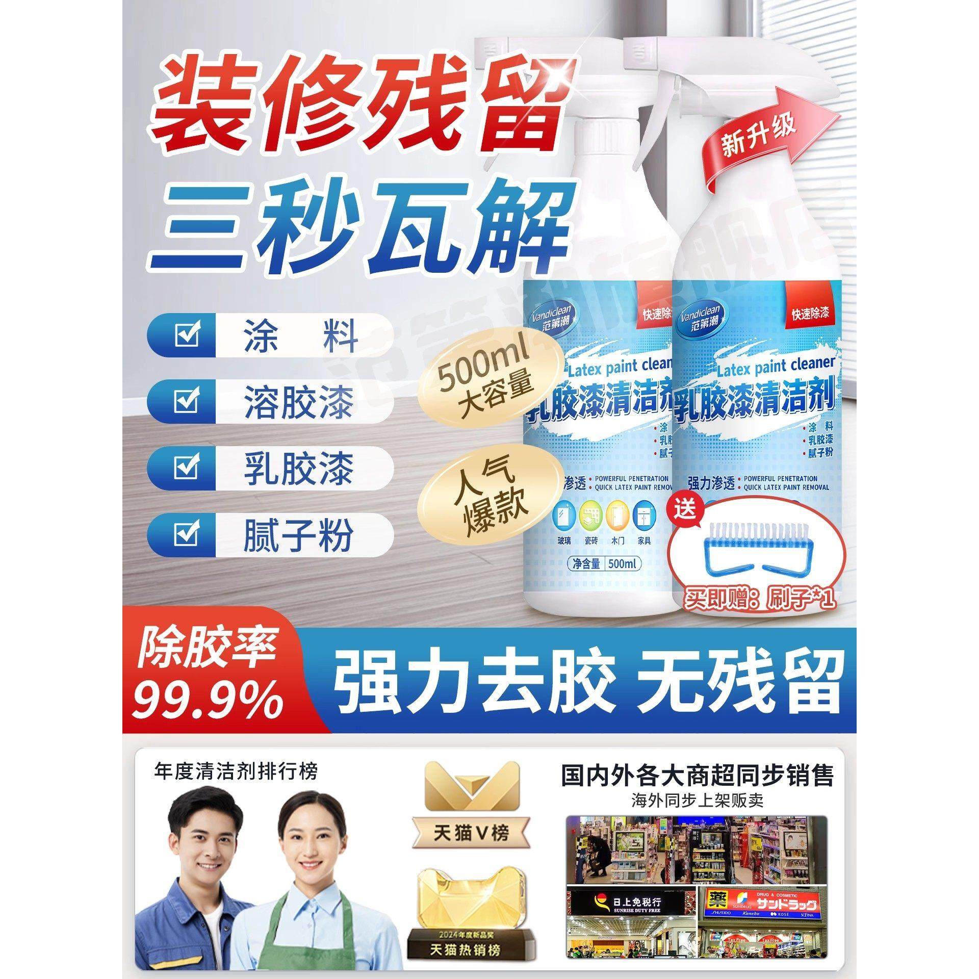 乳胶漆清洁剂新房装修开荒保洁瓷砖玻璃专用去除水泥腻子粉清洗剂