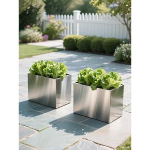 不锈钢种菜专用箱屋顶花园露台天台长方形户外花槽花盆金属种植箱