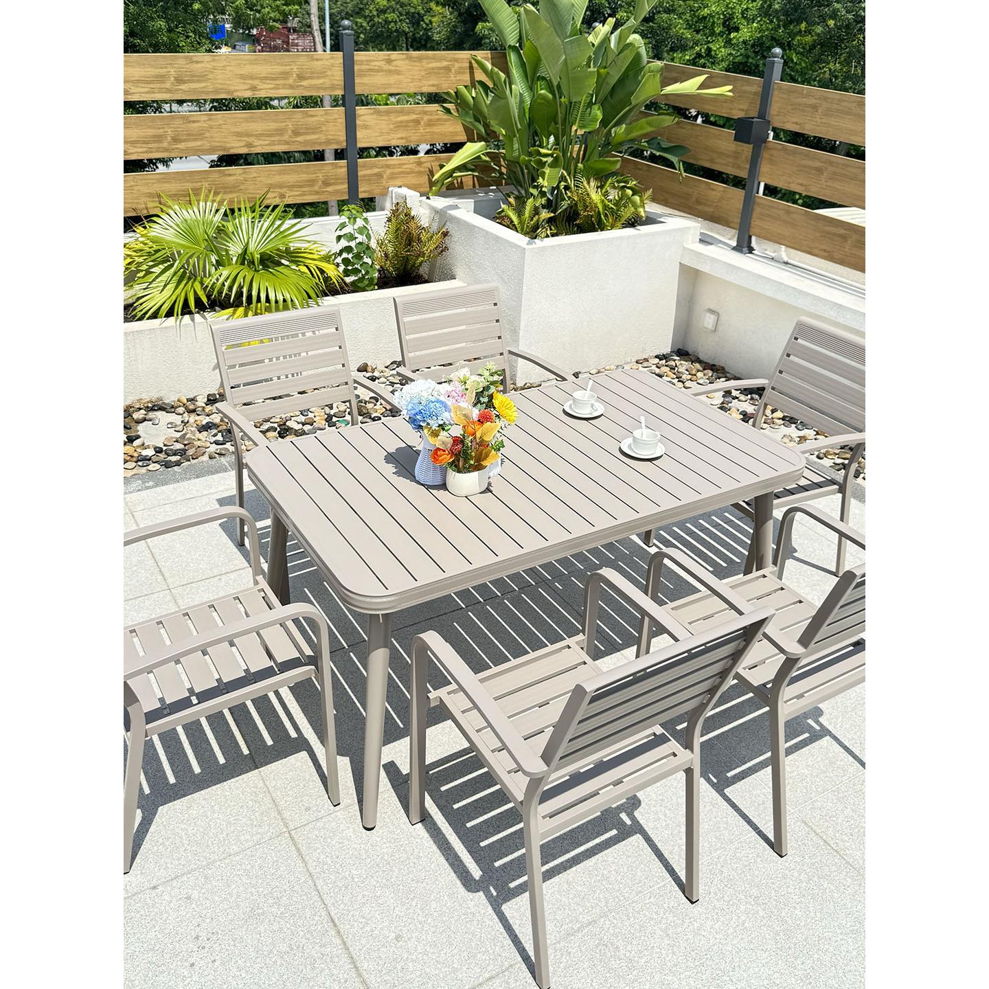 户外桌椅庭院全铝合金伸缩花园别墅餐桌椅子露天露台室外防水防晒