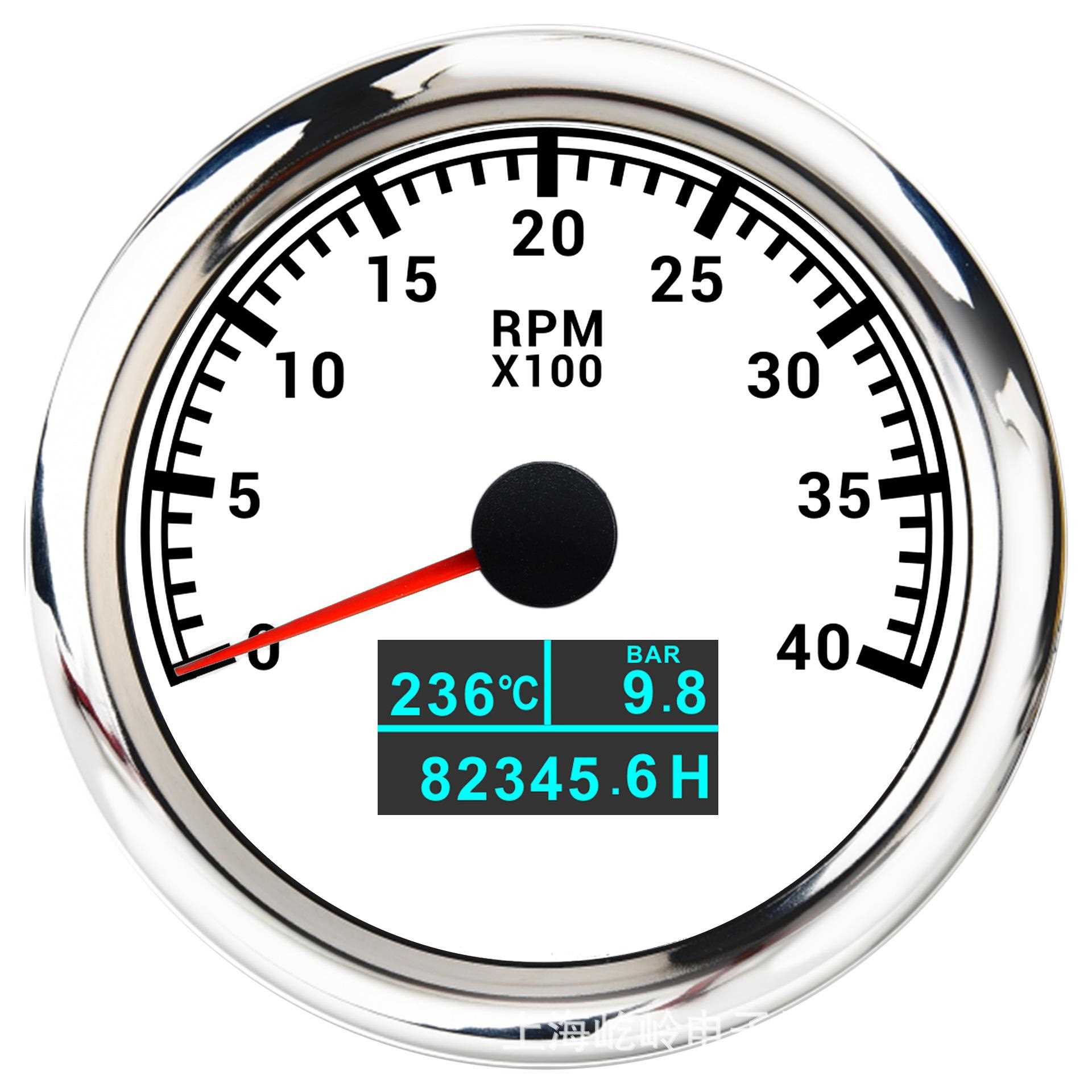 直销新款85mm合1改装汽车轮船发动机转速表带油压表小时计水温表