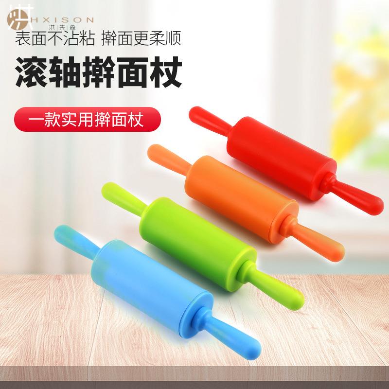 直销新款硅胶擀面杖pp手柄活动滚轴面粉棍烘焙工具面小号擀面杖厨
