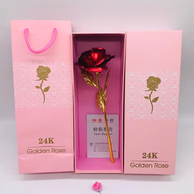 直销新款24K金箔玫瑰花礼盒装520情人节妇女节母亲节创意礼物花跨