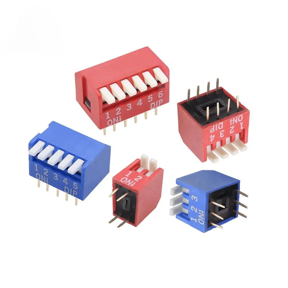 直销新款编码拨码开关侧拨琴键式2.54MM DP1/2/4/5/6/8/10P位直插