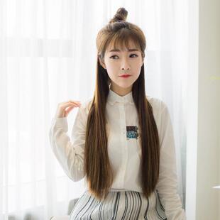 直销新款假发女五夹长直发接发片 假发片一片式5卡化纤发片卡子发