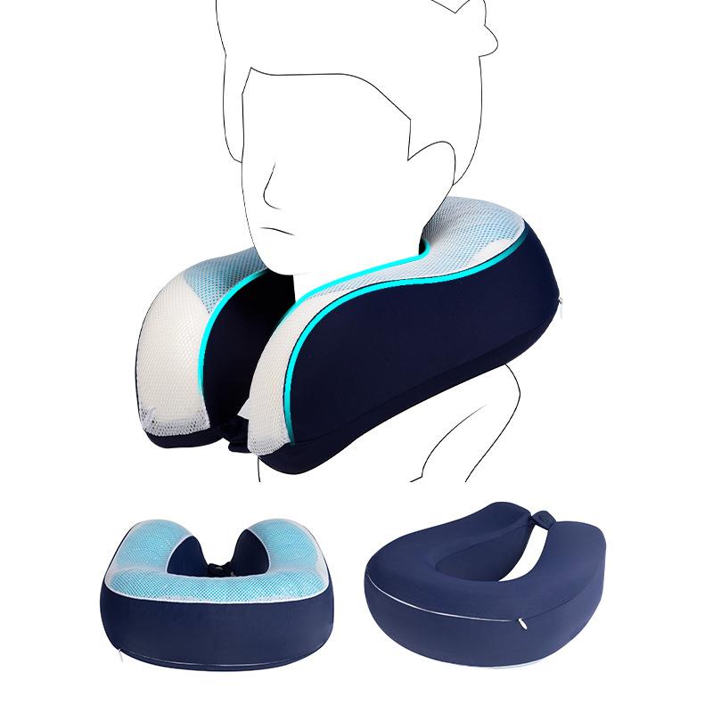 直销新款冰丝u型枕头护颈u型枕形枕记忆棉凝胶脖枕飞机旅行夏季靠