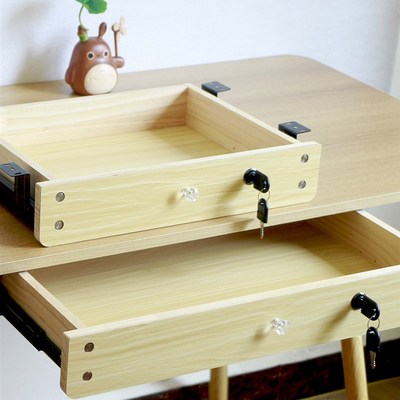 热销桌下有横梁和横杠,实木抽屉,悬挂滑轨收纳箱,橱柜,带锁的