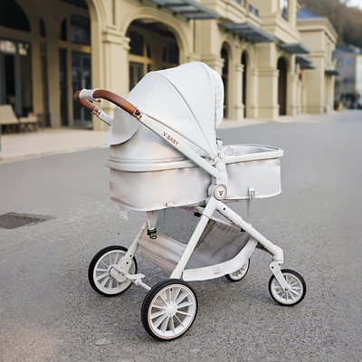 VBABY婴儿车可坐可躺双向推行0-4岁宝宝手推车护脊高景观睡篮车