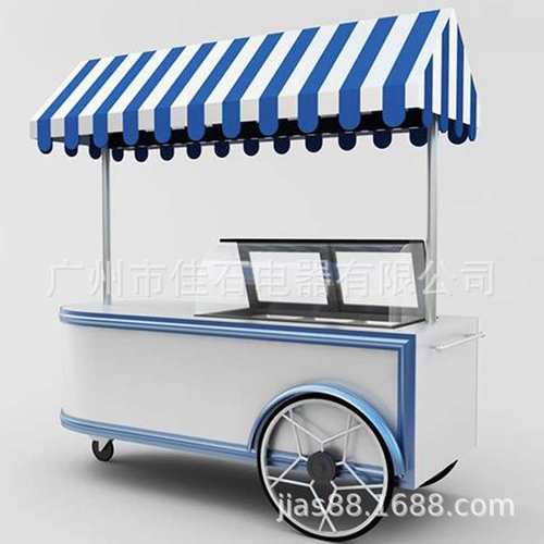 厂家供应 冰淇淋摆摊车 Ice cream cart 110V 户外冰淇淋手推车